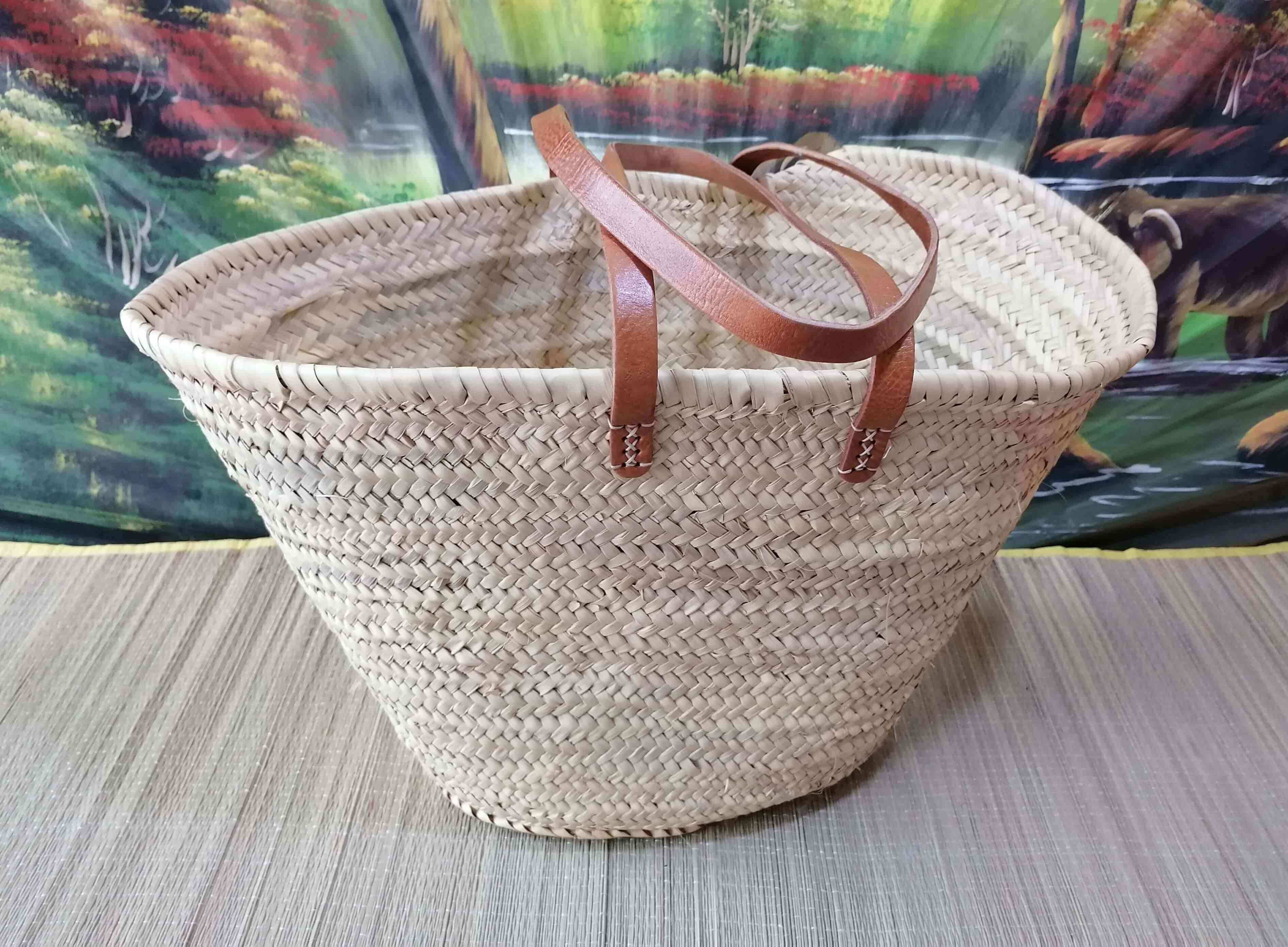 Boutique Huléti - Wholesale Beach Bag - Leather Long Handles Bag - Basket - Tote Basket - Cradle - Bassinet - Markets - Shopping - Beach - Beach - Wicker - Rattan - Natural Palm Tree3