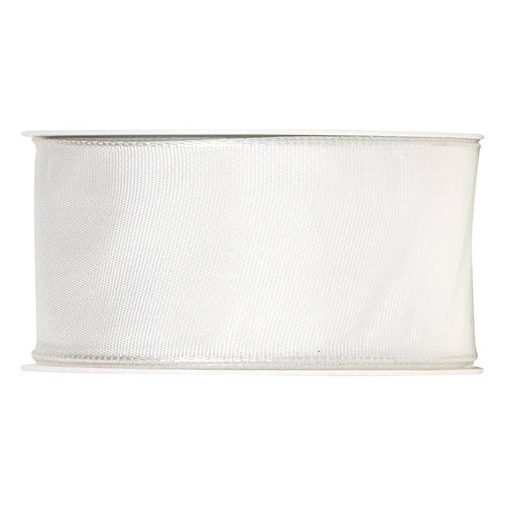 Bight White Wired Ribbon for wholesale by The Gift Wrap Company