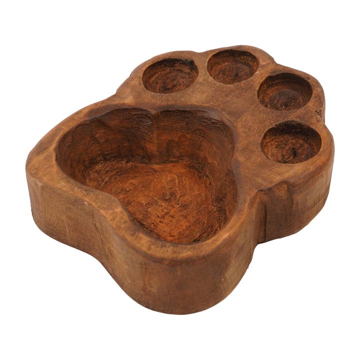 My Amigos Imports - Wholesale Candle Holder - Dog Paw Bowl-Mini-6 x 6 x 2inches-Wood-Candle Ready-Paw-Mini