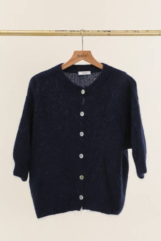 NAÏS PARIS - Wholesale Cardigan - Women's - Round neck buttoned cardigan with short sleeves in mohair and wool21