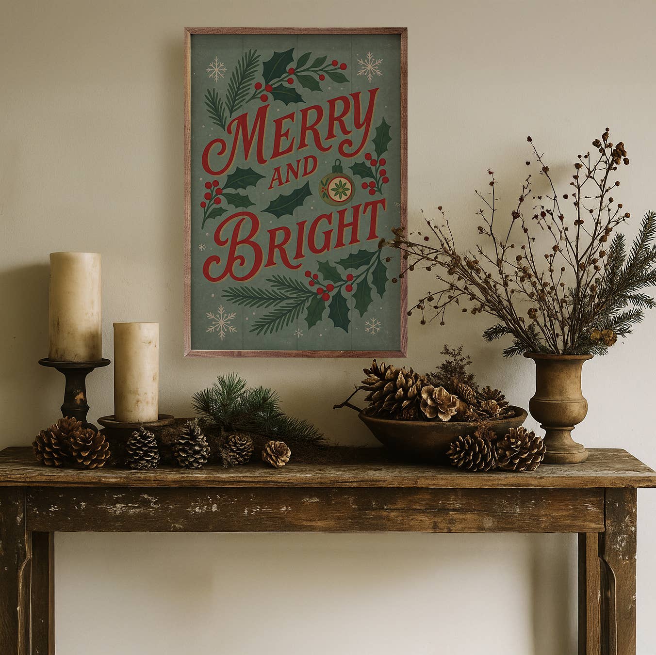 Kendrick Home - Wholesale Wood Wall Art - Vintage Merry And Bright2