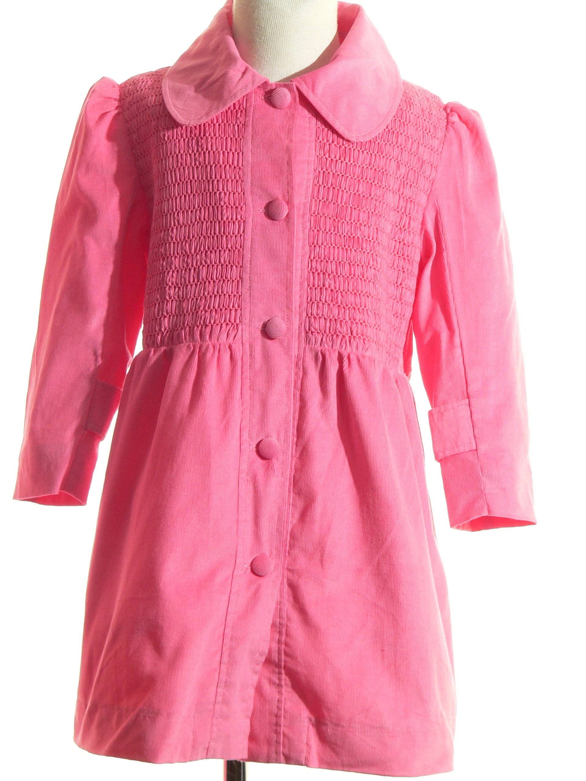Hello Bebes! - Wholesale Coat - Kids - Pink Corduroy Smocked Coat with Big Buttons2