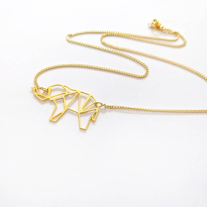 Shany Design Studio – wholesale Pendant/charm necklace – Elephant Necklace Origami Geometric Gold / Silver