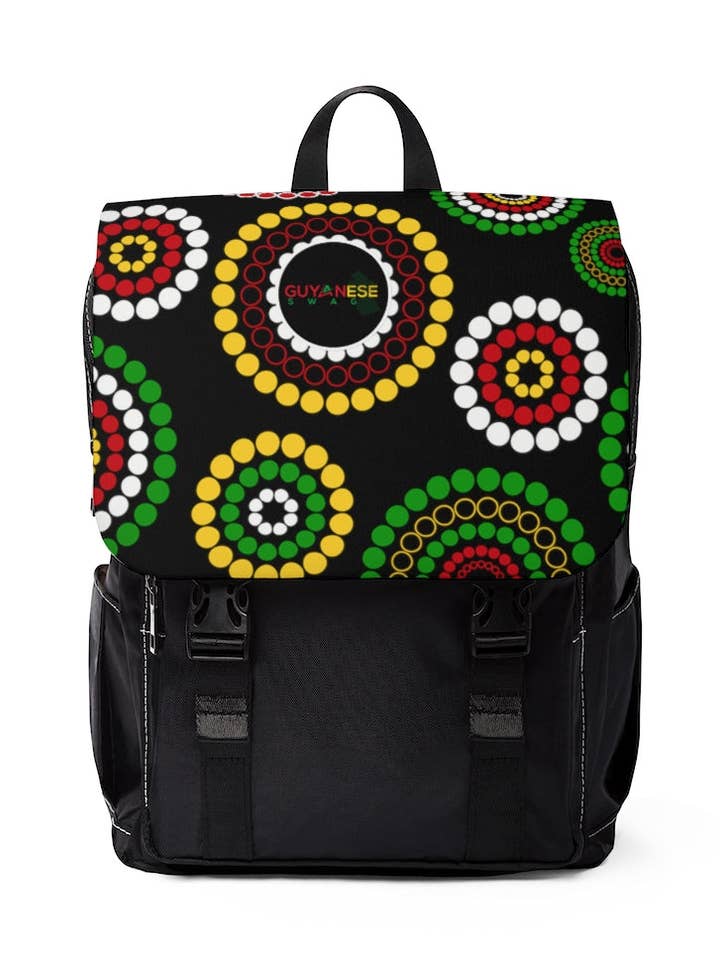 Guyanese Swag Floral Ice Gold Green Unisex Casual Shoulder Backpack for wholesale by Guyanese Swag