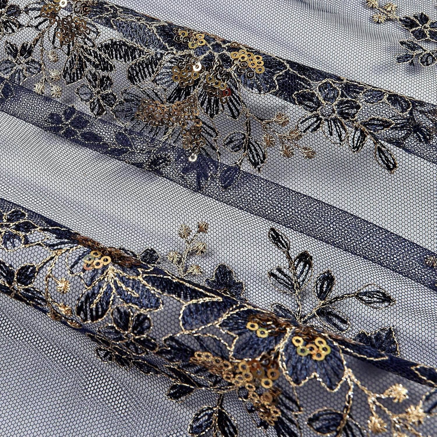 Fabrics Star – Rolo de tecido por atacado – Tecido de Tule Bordado com Paetês Rowley para Costura de Vestidos, Saias e Rendas6