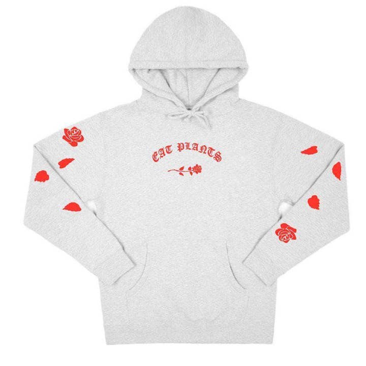 Eat Plants Scattered Roses - Hoodie - Heather Grey voor wholesale door Plant Faced Clothing