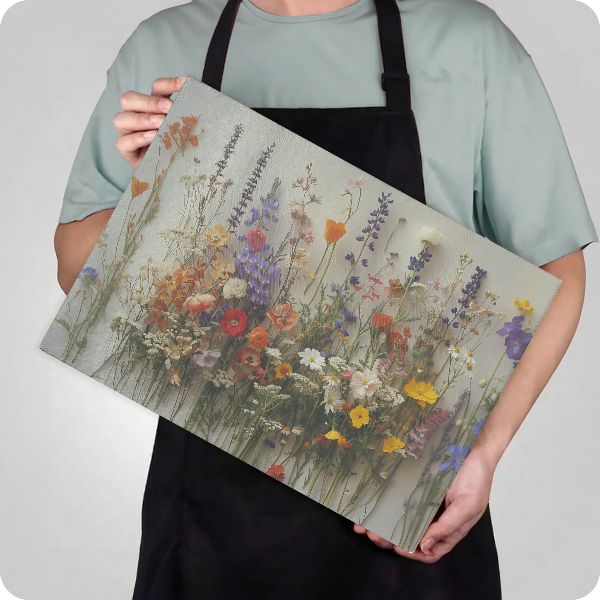 Fernville Creations - Wholesale Cutting Board - Tempered Glass Wildflowers Cutting & Serving Board11