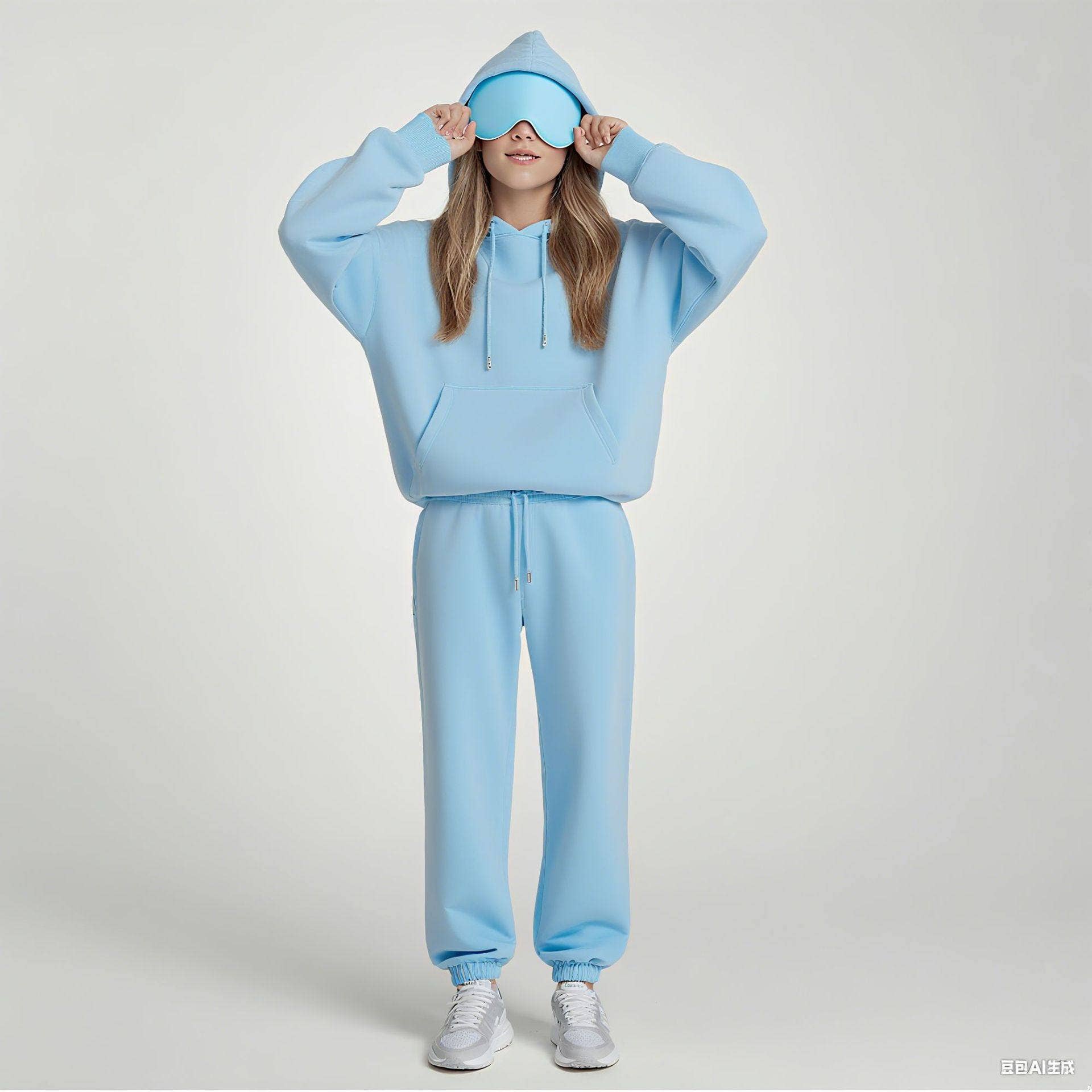 Sheer Trend - Vente Ensemble de vêtements d'intérieur – femme - Ensemble Décontracté à Capuche et Pantalon de Couleur Unie1