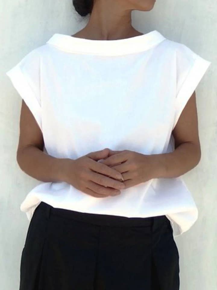 WHITE Loose Short Sleeves Solid Color Split-Joint Round-Neck T-Shirts Tops for wholesale on Faire