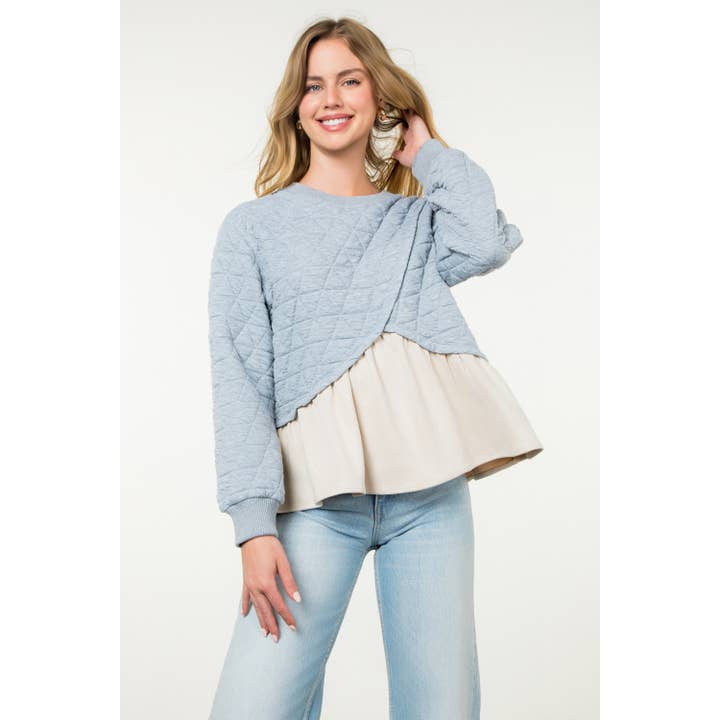 GRAY Mixed Media Sweater for wholesale on Faire9