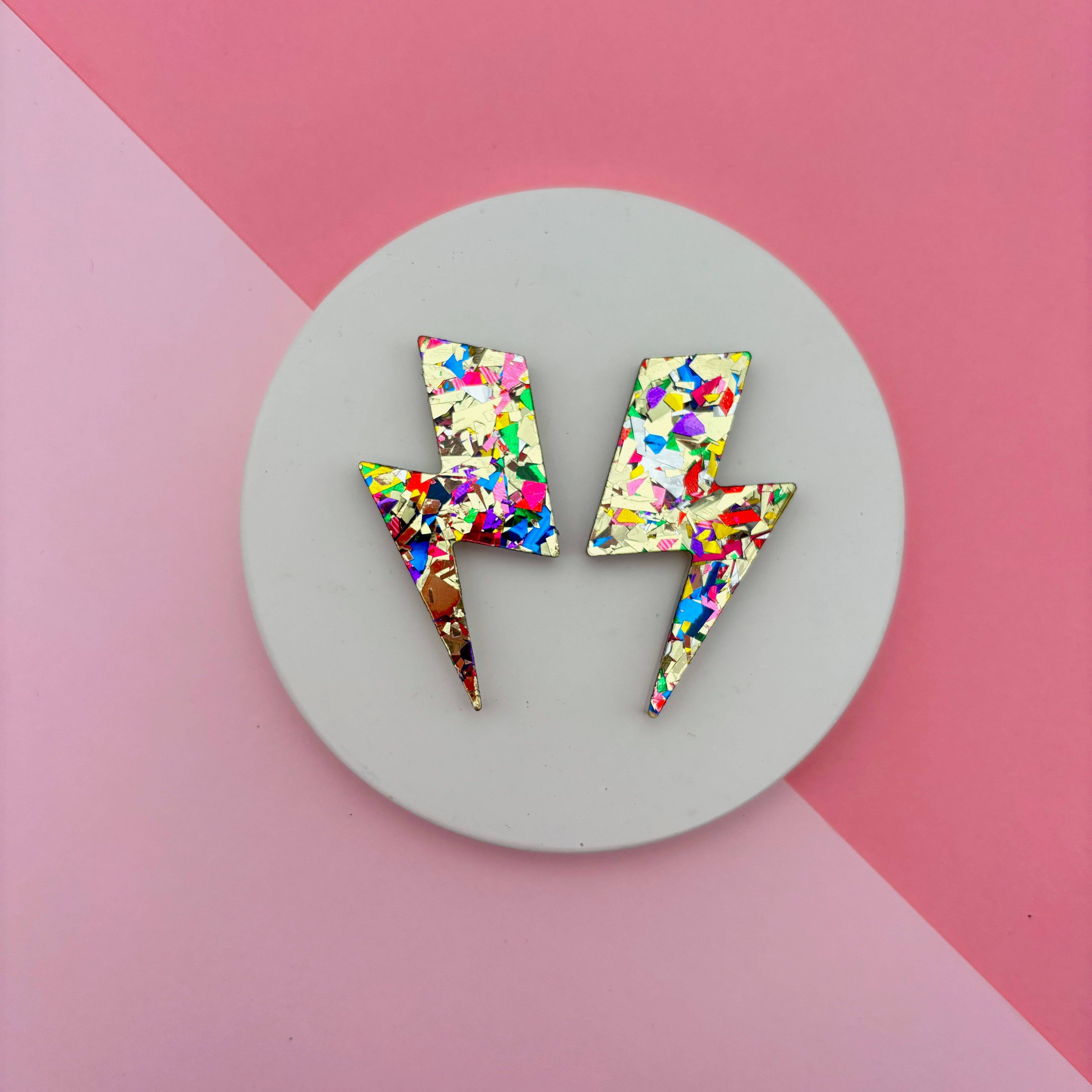 Studio Annette - Wholesale Dangle Earrings - Maxi glitter lightning bolt earrings0