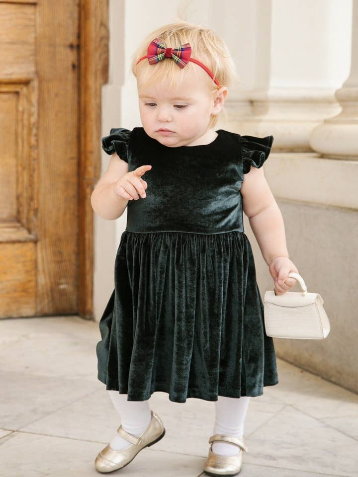 Tilly Green Velvet Girls Dress | Tilly Green Velvet Girls for wholesale by Tilbea London