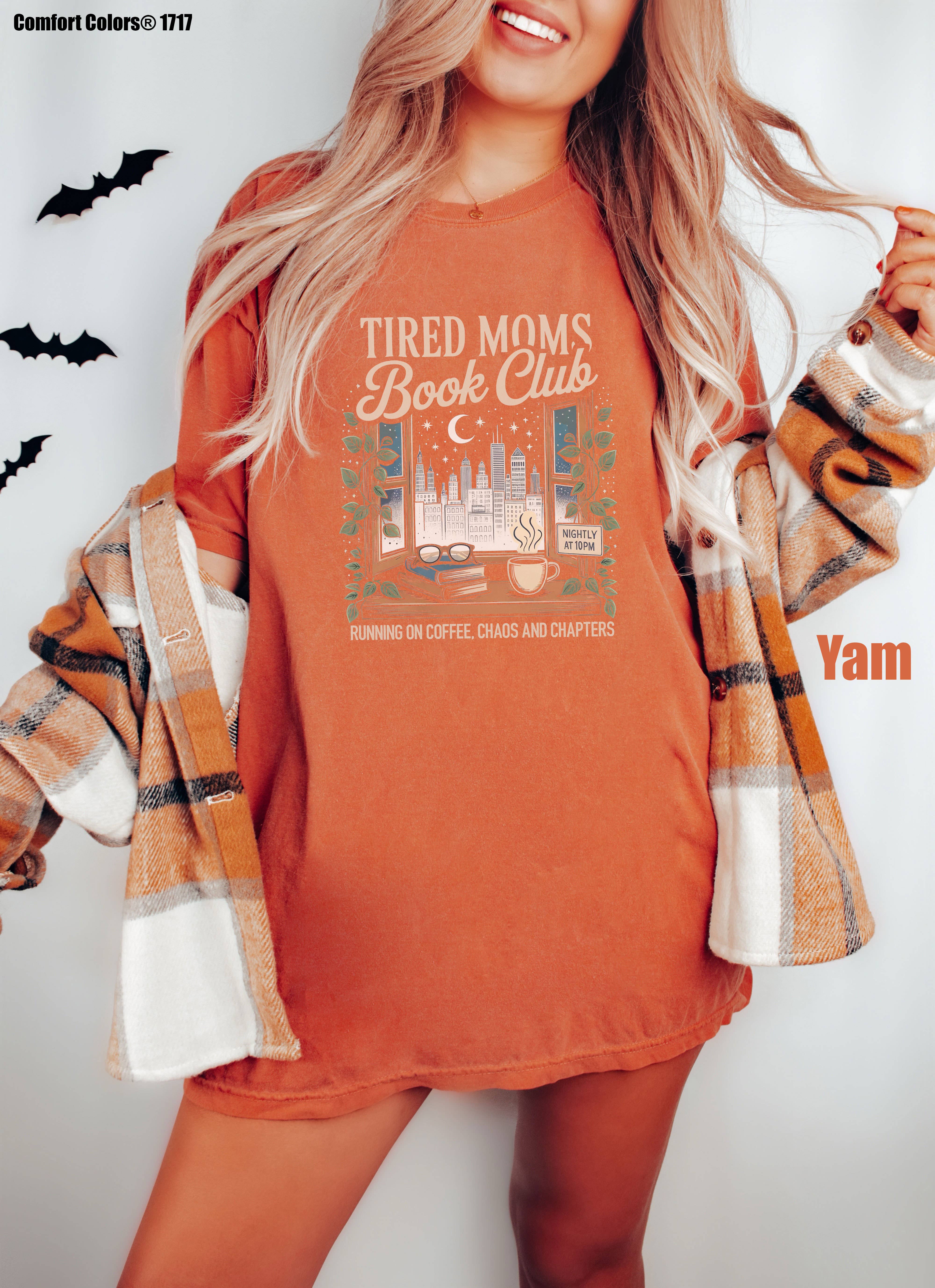 Glaime - Venta al por mayor Camiseta estampada - Mujer - Camiseta del Club de Lectura de Madres Cansadas de Comfort Colors, Camiseta de Mamá Lectora4