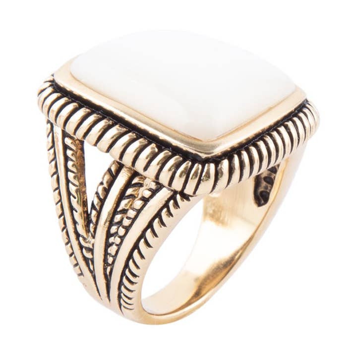 Perlemor Statement-ring med snor for engroshandel hos Barse Jewelry
