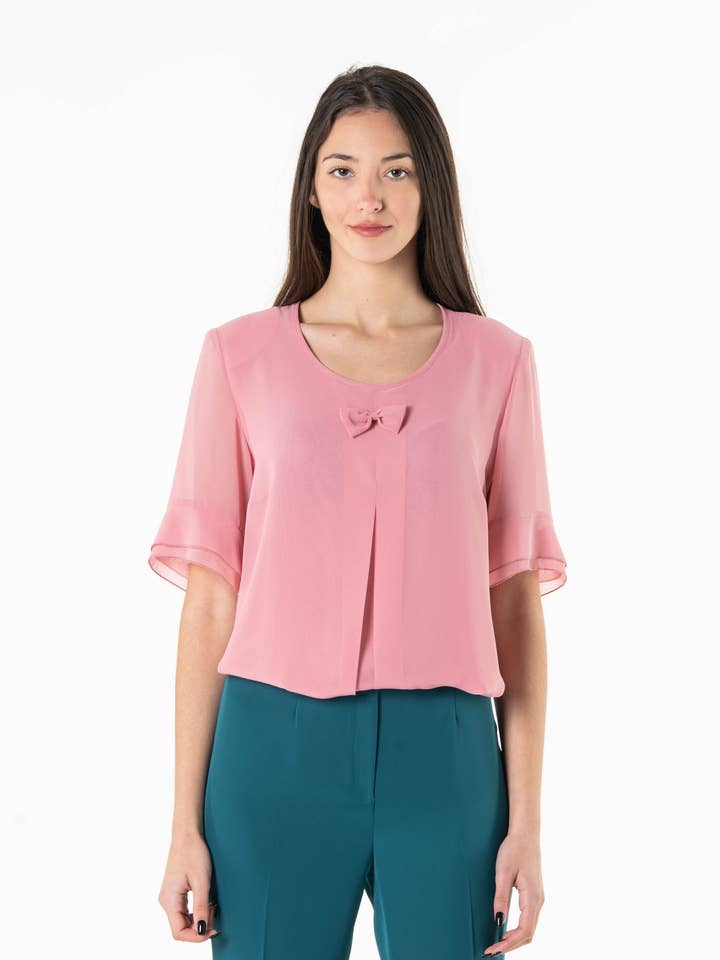 Salmon Mousseline shirt for wholesale by VIDAL MODES