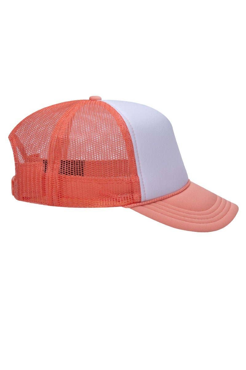 Wholesale Accessory Market - Wholesale Trucker Hat - Women's - OTTO Coral with White Foam Front High Crown Trucker Hat2