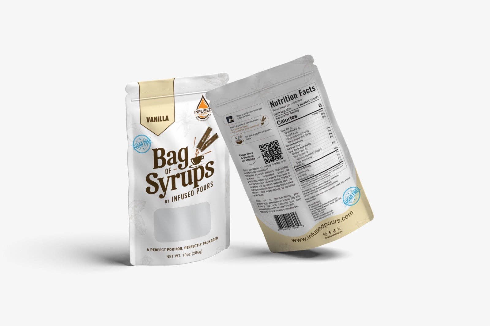 The Beverage Packet Company - Wholesale Flavored Syrup - Sugar Free Vanilla  (50 Bags Plus) 6mL5