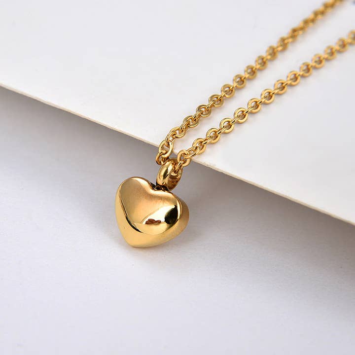 Perimade & Co. LLC - Wholesale Pendant/Charm Necklace - Human Ashes Heart Urn Pendant Necklace in Stainless Steel