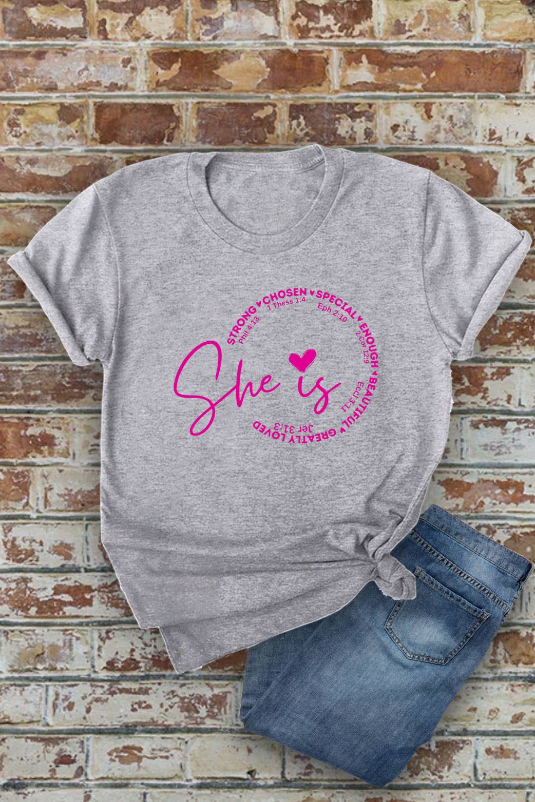 Top Avenue - Wholesale Screen Printed T-Shirt - Women's - She Is Strong Chosen Special, Unisex Round Neck T-Shirt10