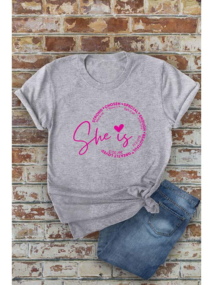 Top Avenue - Wholesale Screen Printed T-Shirt - Women's - She Is Strong Chosen Special, Unisex Round Neck T-Shirt10