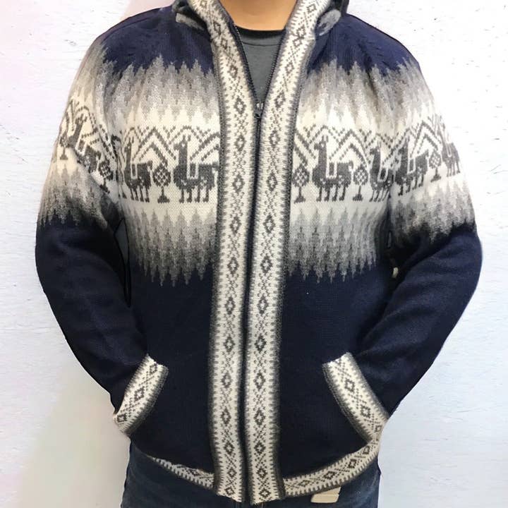 Unisex alpaka marineblå sweater for engroshandel hos OldTribes
