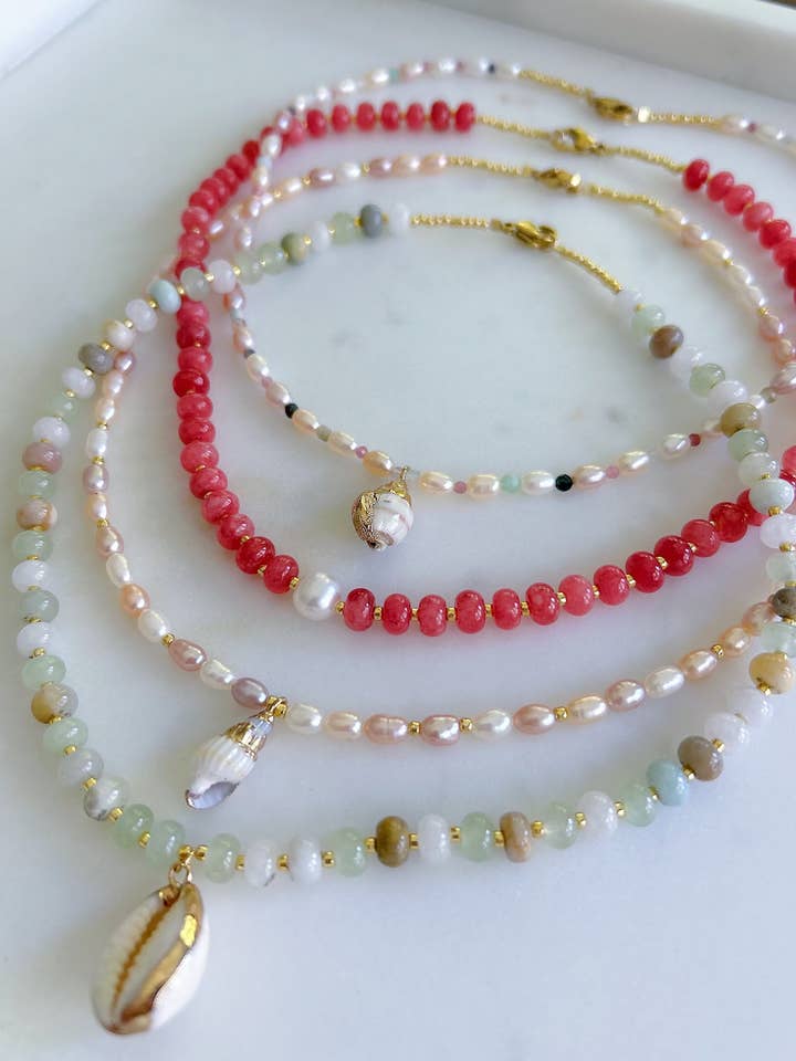 Seashell Beaded Necklace for wholesale by Designed by Emily Ann
