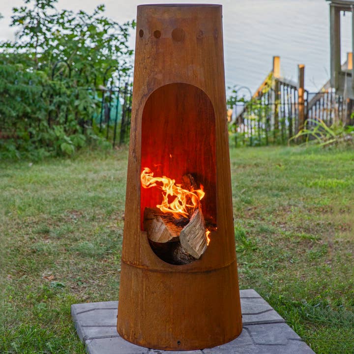 50 in Santa Fe Wood Burning Chiminea Fire Pit with Log Grate for wholesale by Sunnydaze Decor