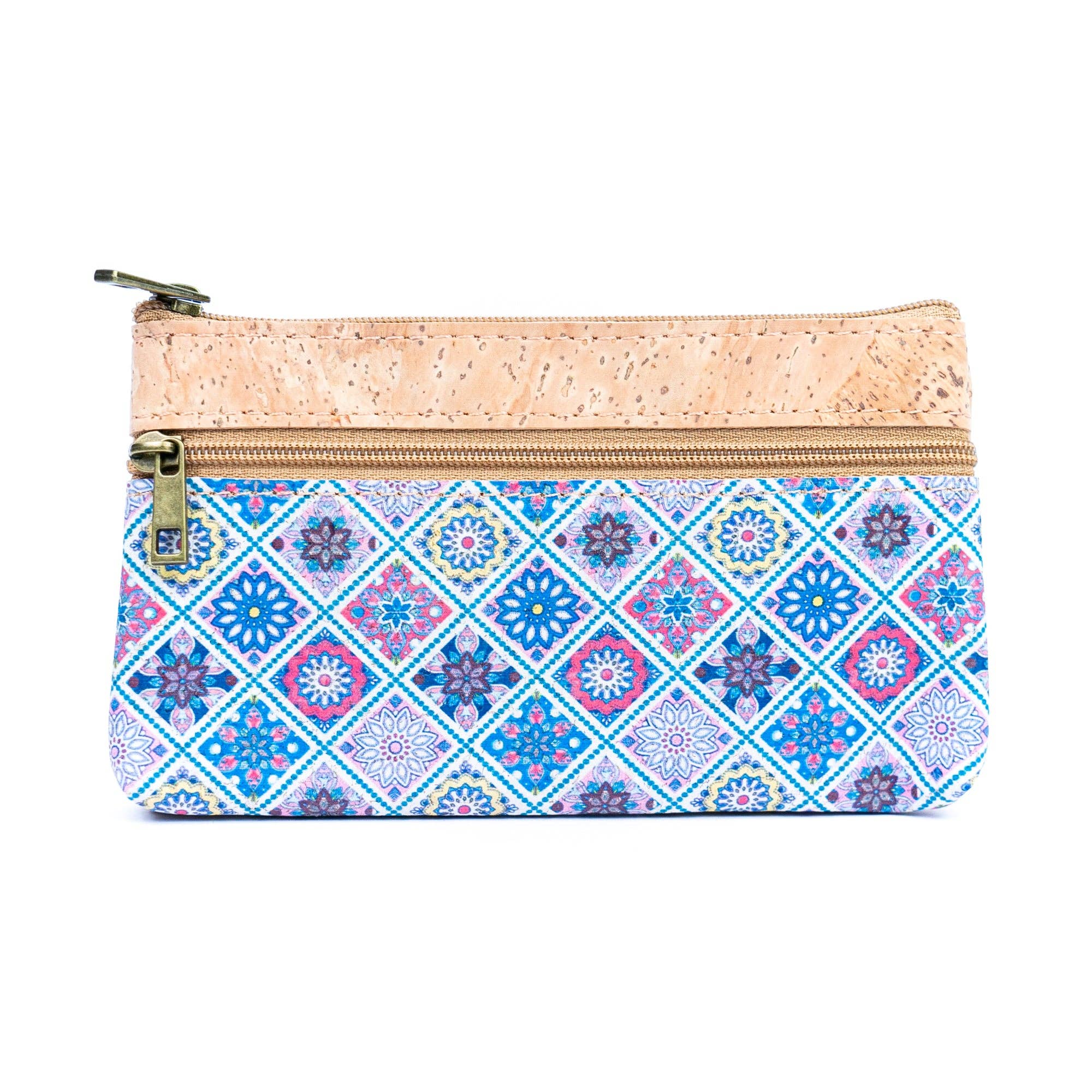 Meninas Bonitas Cork - Vente Porte-monnaie – femme - Portefeuille femme en liège imprimé chic à double fermeture éclair BAG-23284