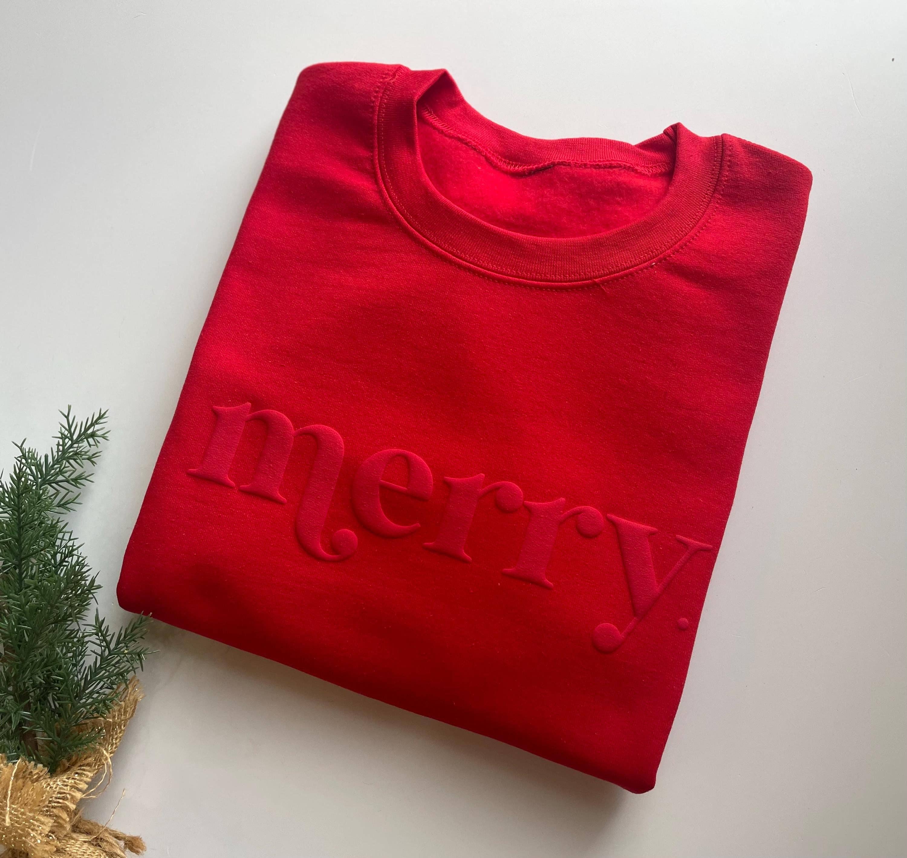 Up2ournecksinfabric - Wholesale Sweatshirt - Women's - Retro Embossed Merry Sweatshirt - Womens Holiday Sweatshirt2