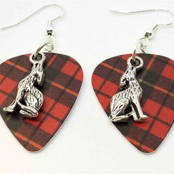 Simply Raevyn - Wholesale Dangle Earrings - Wolf Charm Guitar Pick Earrings22