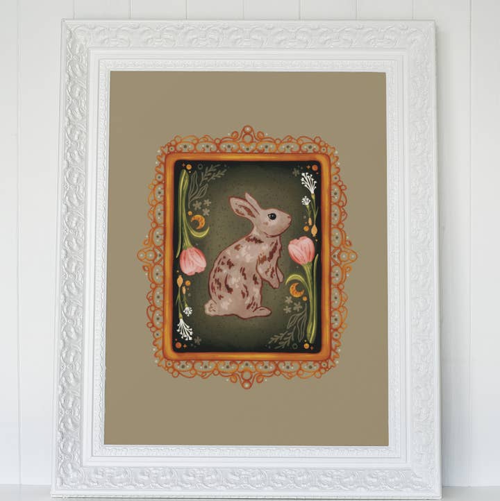 Kristin Heldt Art - Wholesale Art Print - Vintage Frame Rabbit Art Print0