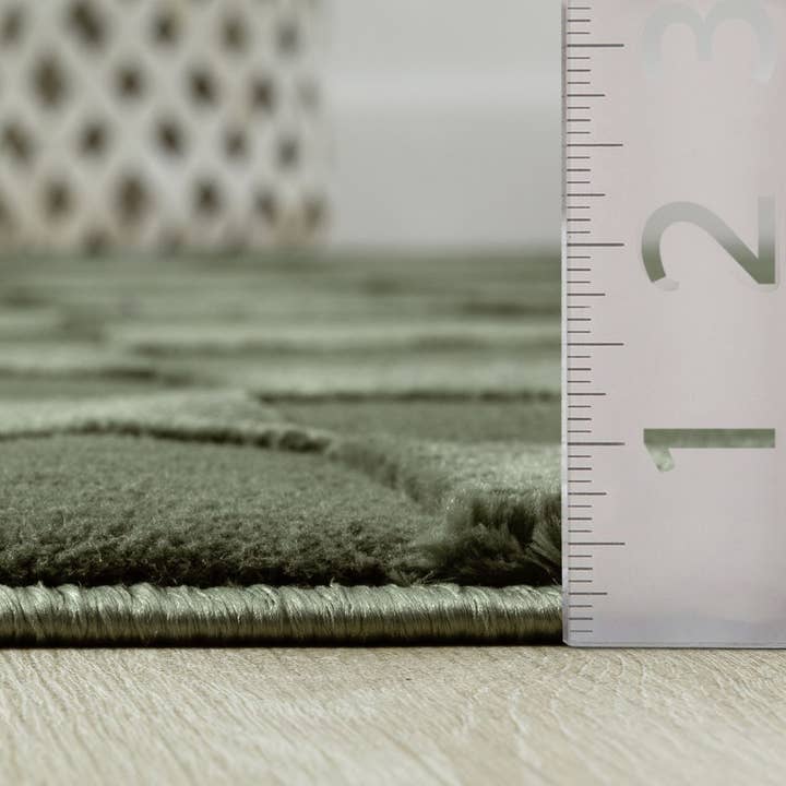 Abani Rugs - Wholesale Area Rug - Abani Plush Deco Machine Washable Forest Green Checker Rug6