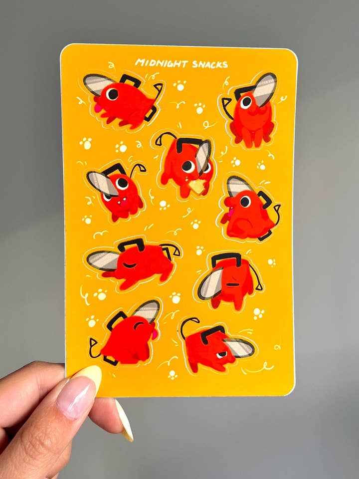 Pochita Sticker Sheet for wholesale by Midnight Snacks