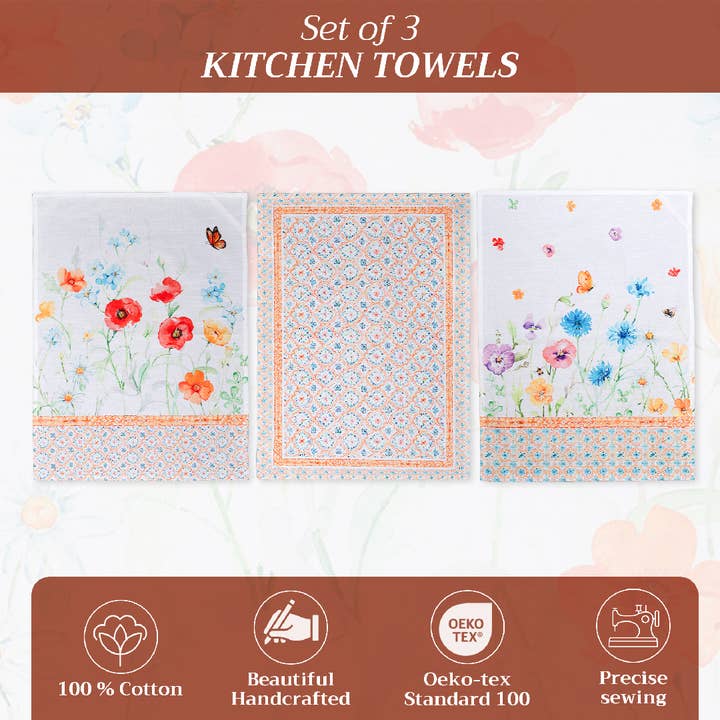 Maison d'Hermine - Wholesale Tea Towel - Summer whisper 100% Cotton Kitchen towels - Set of 3