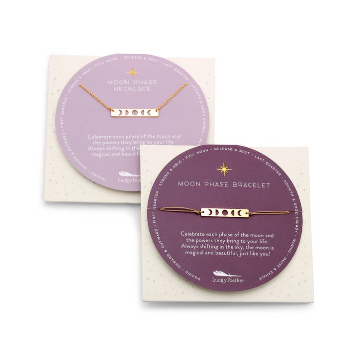Lucky Feather - Vendita all'ingrosso Braccialetto con ciondolo/pendente - Bracciale Moon Phase - Oro3