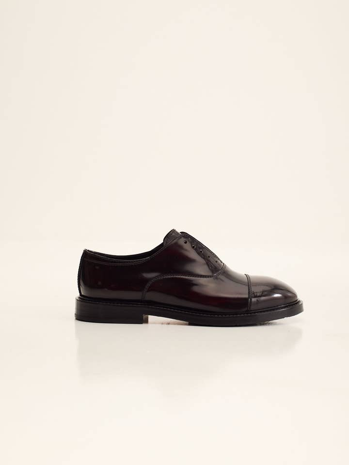 Laceless Leather Oxford Shoes - Burgundy for wholesale by Ron Tomson