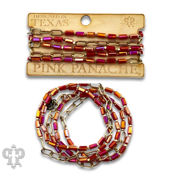 Red bead and gold chain bracelet set, last call for wholesale on Faire1