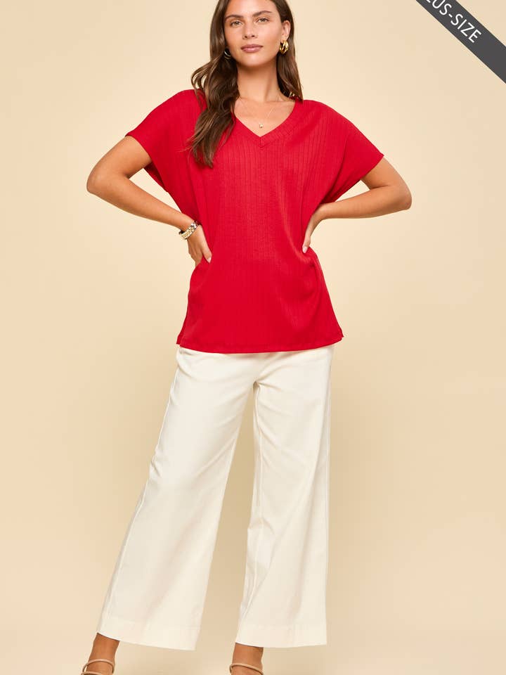 PLUS SIZE Thick Ribbed Knit Top for wholesale by Dear Scarlett