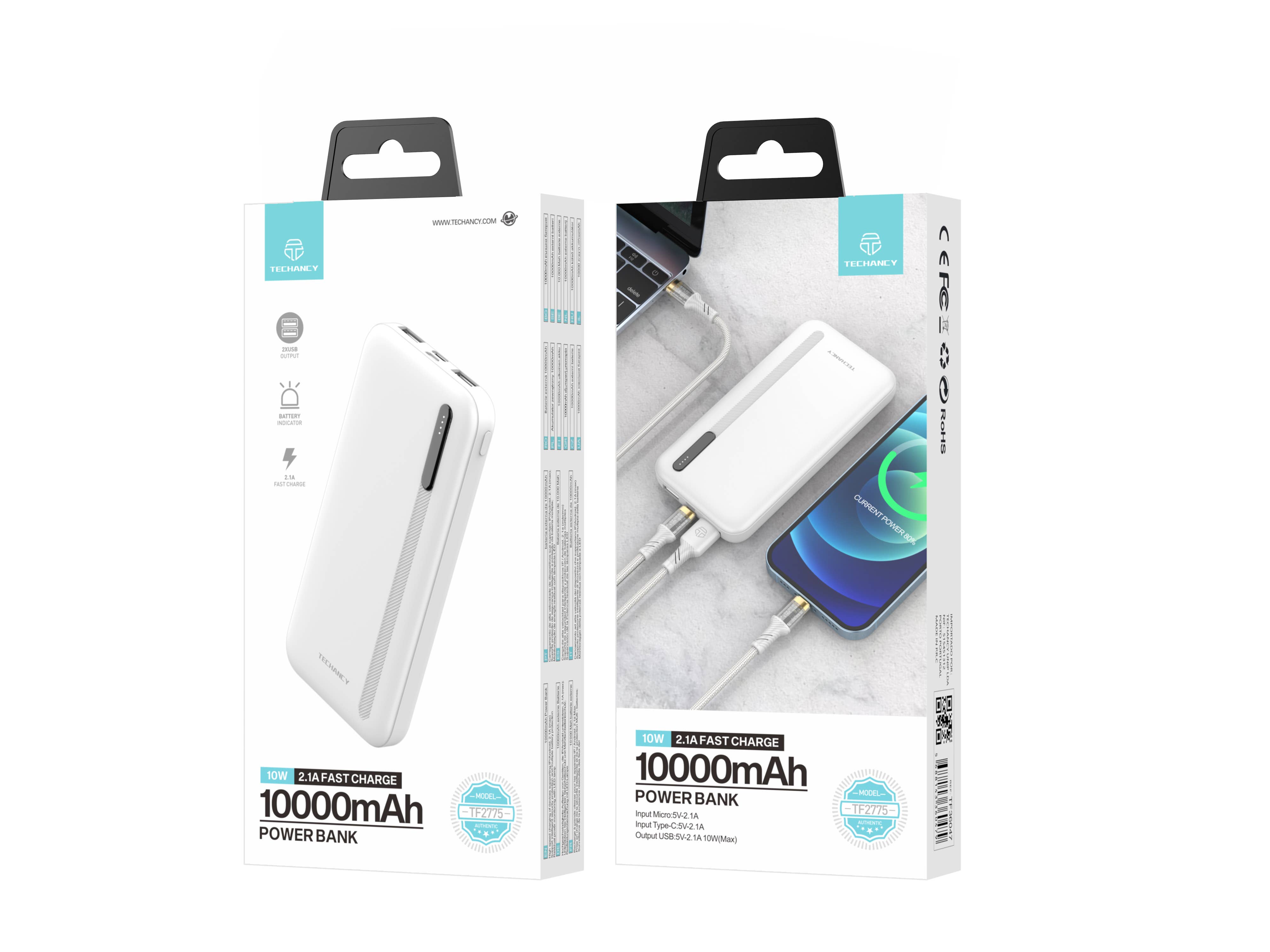 TECHANCY - Wholesale Portable Charger - TECHANCY Power Bank 10000 mAh, USB C input External2