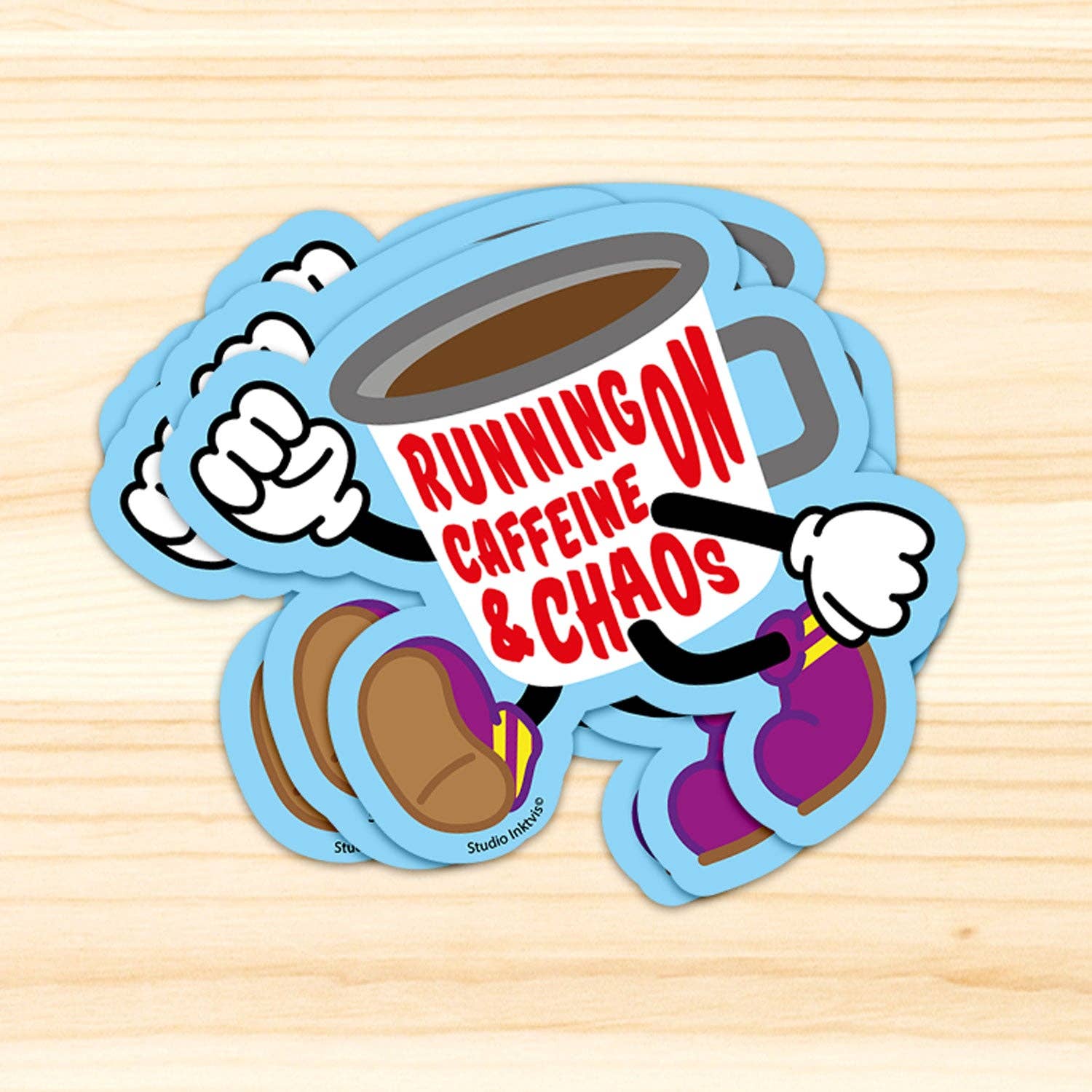 Studio Inktvis - Wholesale Sticker - Sticker Running on Caffeine and Chaos coffee5