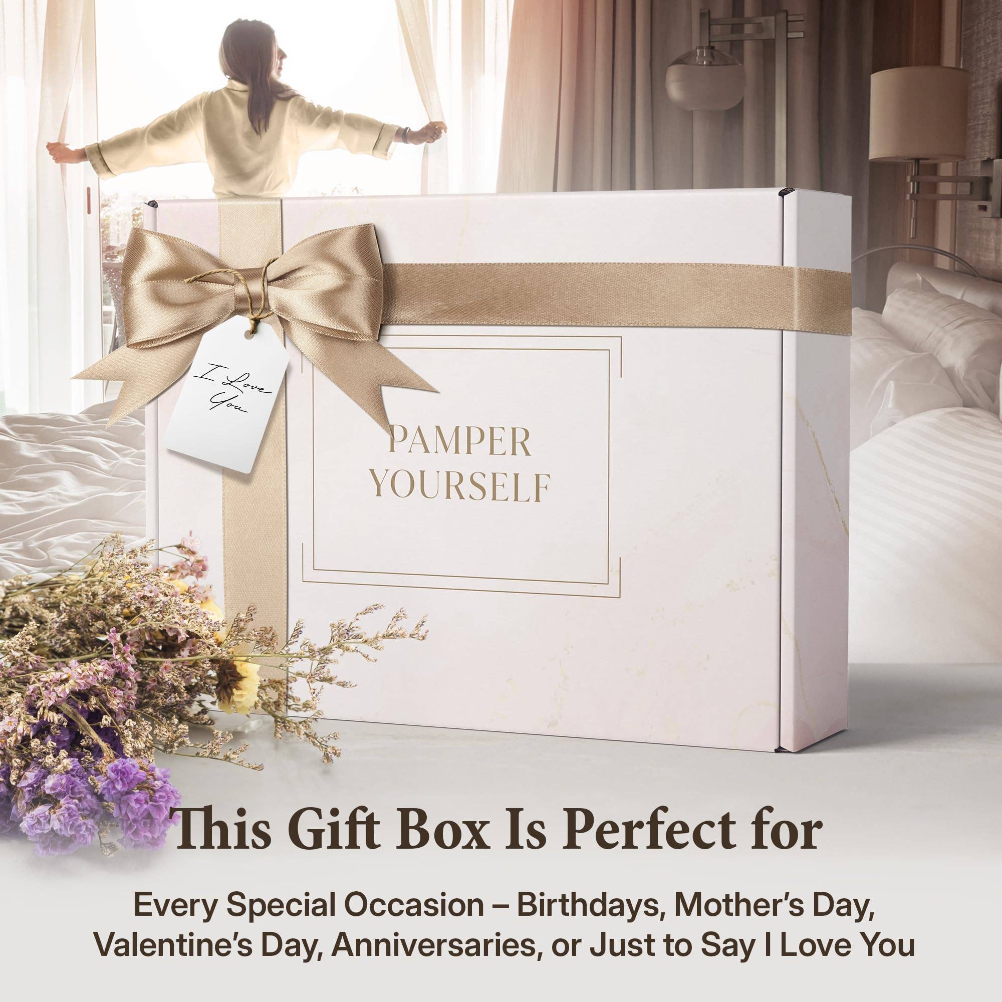 Diversified Hospitality Solutions – wholesale Gift box – 17-Piece Luxury Gift Set with Robe | Complete INFUSÉ White Tea & Coconut Bath Collection | Self-Care Kit with Bath Bombs, Face Masks & Hair Care1