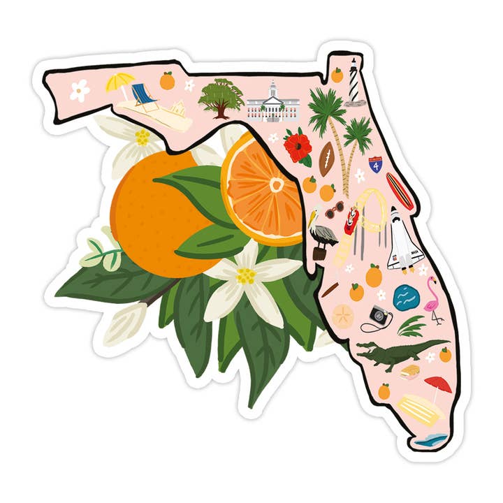 Florida Blossom Vinyl Sticker - State Sticker, Travel Gift for wholesale by Bloomwolf Studio