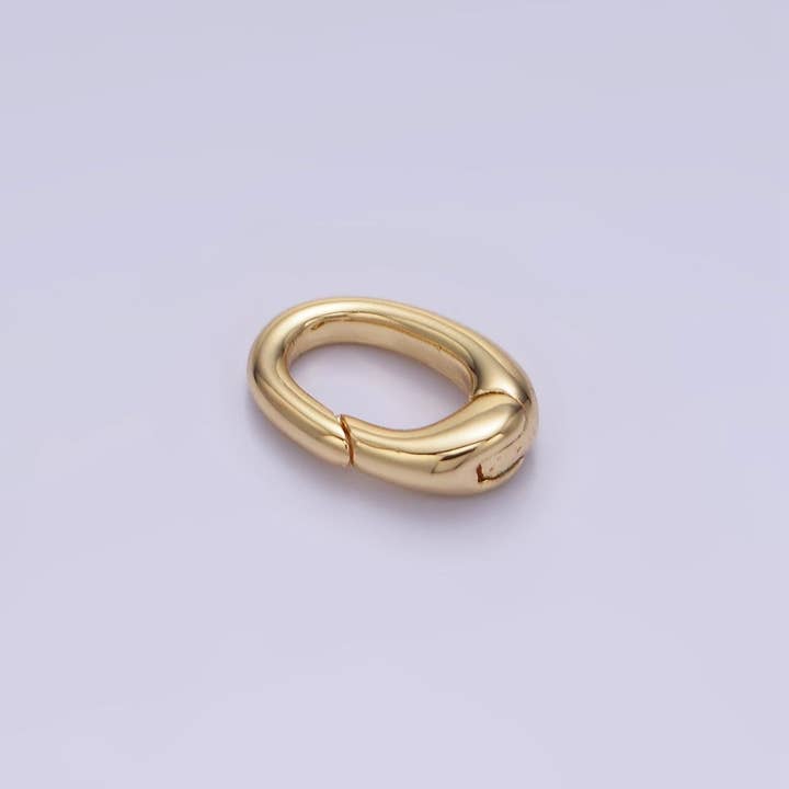 14K Gold Filled 12mm Oval Push Gate Clasps Charm Holder Enhancer Findings | Z725 for wholesale by Aim Eternal