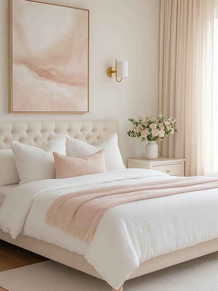 Pure French Linen Lumbar Cushion Cover with Flange Detail - Light Blush for wholesale by Mama and Tochter