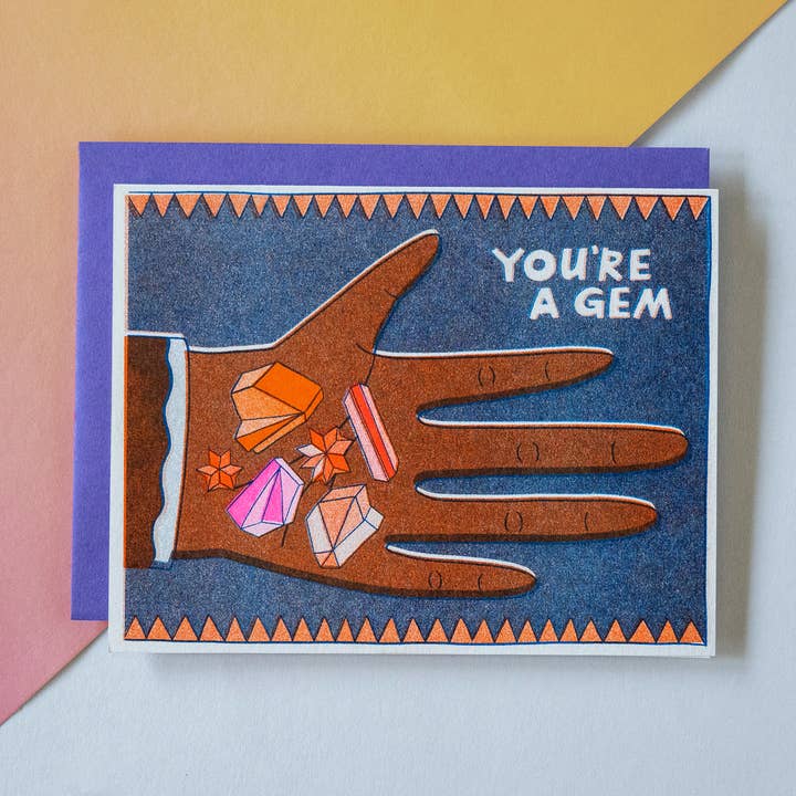You're A Gem - Carte de vœux Risograph pour la vente par Katie Blanchard Art + Works