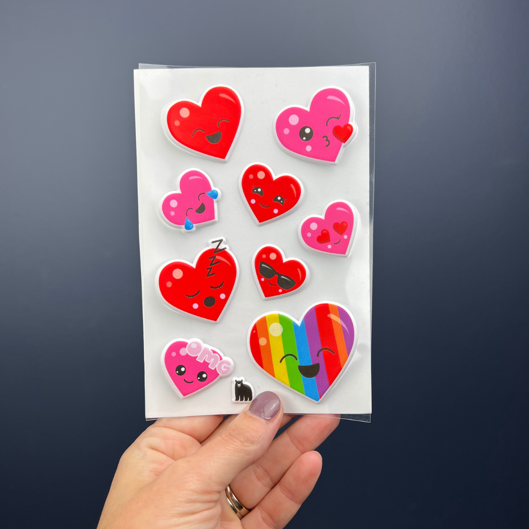 Four Bears Sticker Club - Wholesale Sticker - Cute Puffy Hearts2
