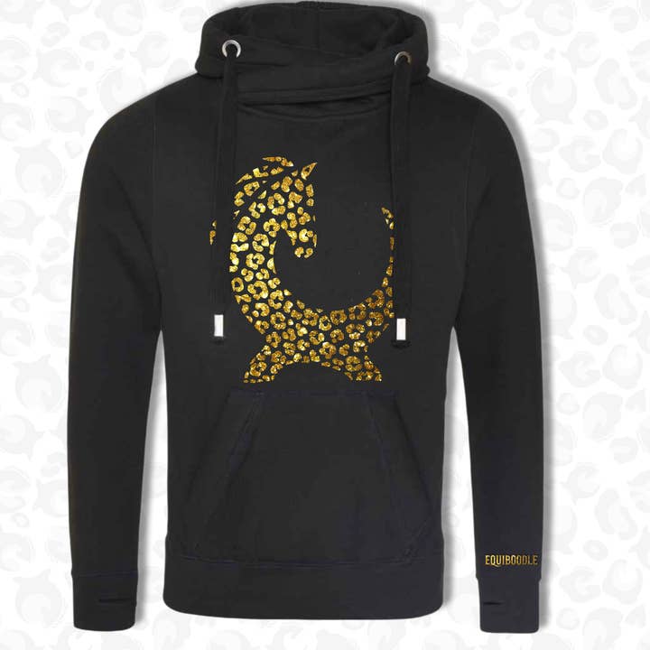 Equiboodle Vixen Cowel-trui met hals - Black Gold Sparkle - LAATSTE PAAR voor wholesale door Equiboodle