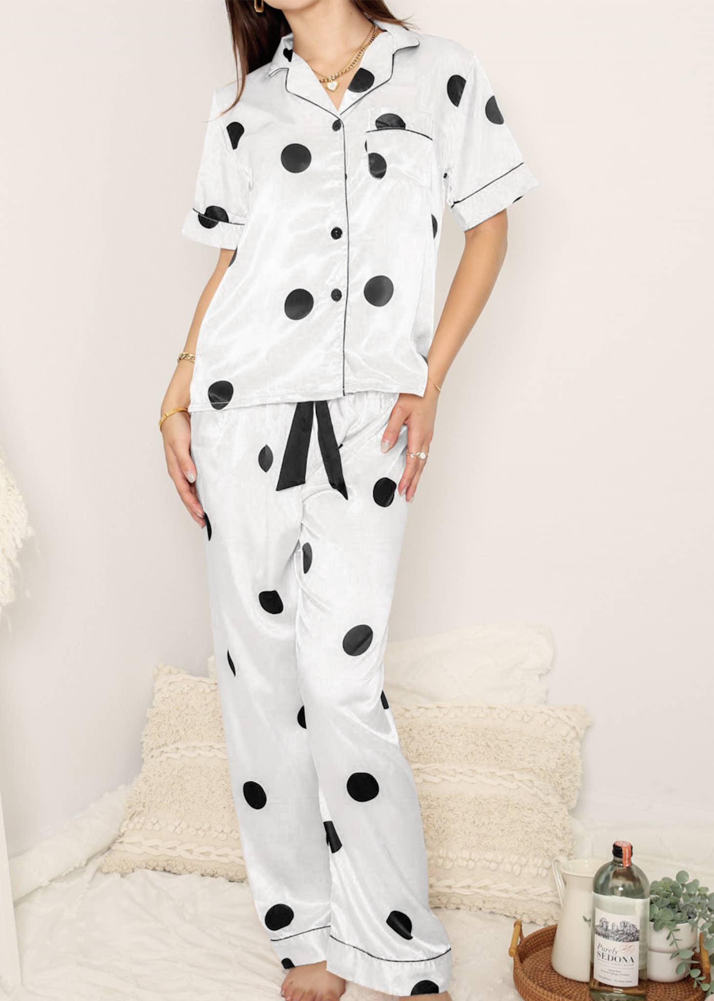 Anna Kaci Wholesale - Wholesale Sleepwear set – Women's - Multi 4 Piece Polka Dot Lounge Pajama Set25