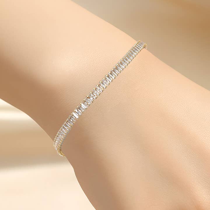 Sensibling Corp. - Wholesale Tennis Bracelet - 18K Gold Dipped ELegant Baguette Tennis Chain Bracelet1