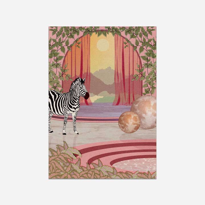 The Zebra Celestial Animal Moon Kunstdruck im Boho-Stil für den Großhandel von OMG Kitty